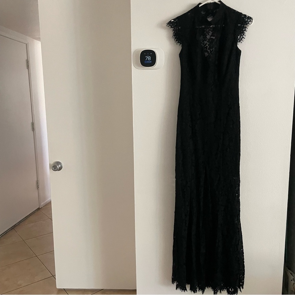 Fame and Parntners Elegant Black Lace Evening Gown open back size 4 - Picture 4 of 8